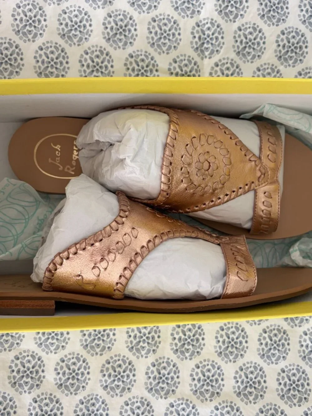 RARE JACK ROGERS Sarah Rose Gold Sandals size 9M